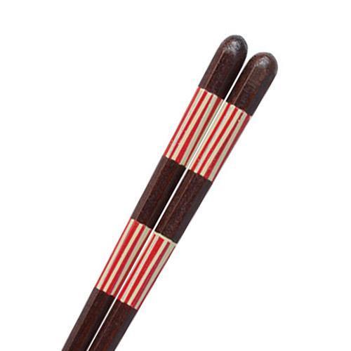 ISHIDA 日式紅直線條八角先角天然木筷20.5cm 