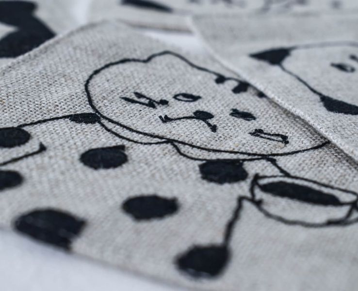 classiky 倉敷意匠 x sennokoto 貓咪刺繡亞麻布杯墊 