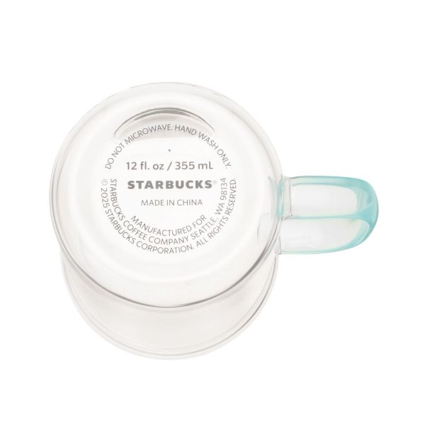 Starbucks 日本星巴克 浮雕亮綠手把耐熱玻璃馬克杯355ml 
