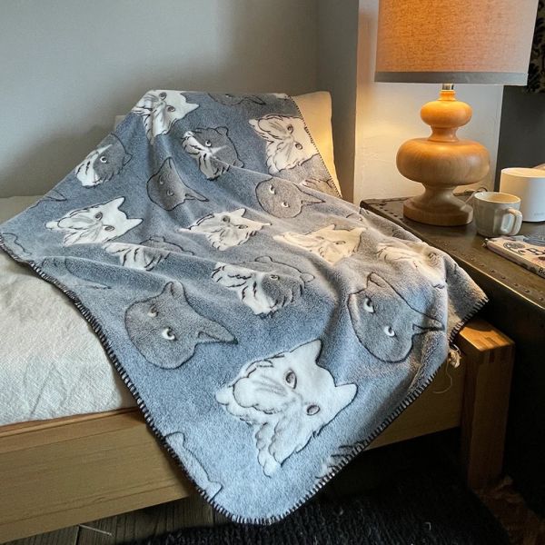 QUET du Cadeau 貓咪大臉蓄光毛毯M 