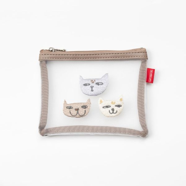 The Three Cats透明網格扁平收納包 