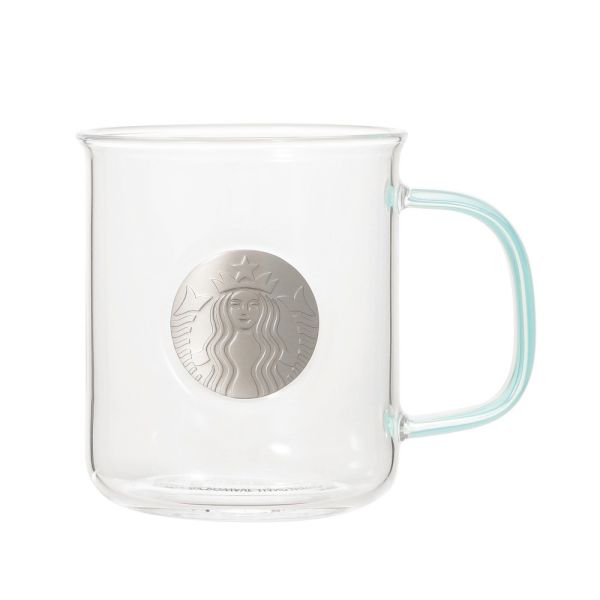 Starbucks 日本星巴克 浮雕亮綠手把耐熱玻璃馬克杯355ml 
