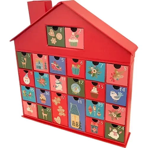 **預購** 聖誕倒數日曆房屋造型抽屜式綜合糖果(紅) 