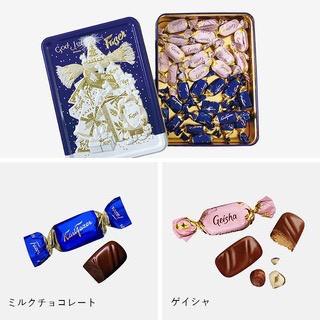 **預購**  Fazer 嚕嚕米 綜合巧克力聖誕浮雕鐵盒(藍) 