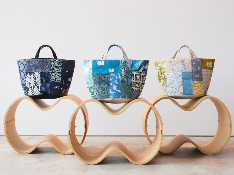 mina perhonen皆川明刺繡拼布圓底手提袋 