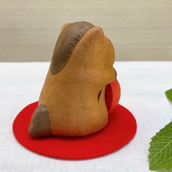 龍虎作 招福干支馬抱達摩和紙擺設 