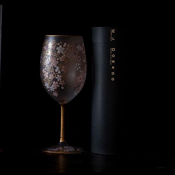 EL DORADO 櫻花金箔磨砂霧面 紅酒高腳杯 