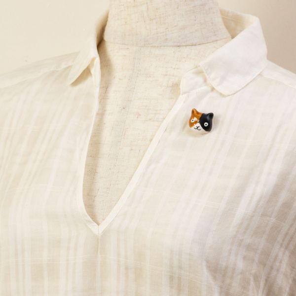 IHOSHIRO窯 陶器貓咪胸針 