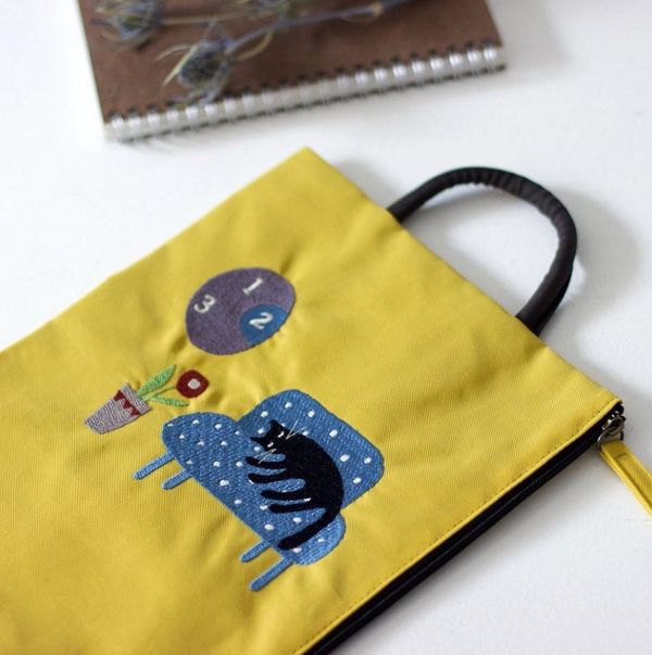 atsuko matano刺繡可掛式扁平收納包 