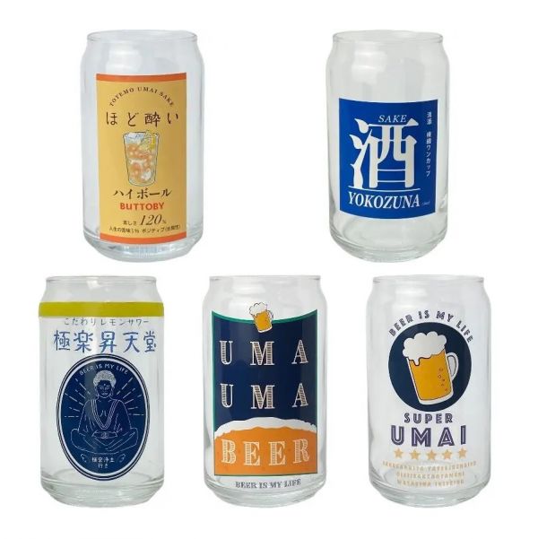 SUPER UMAI 啤酒罐造型玻璃杯 