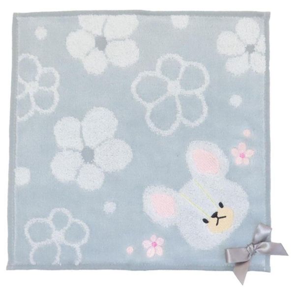 丸真 小熊學校花朵刺繡蝴蝶結手帕 