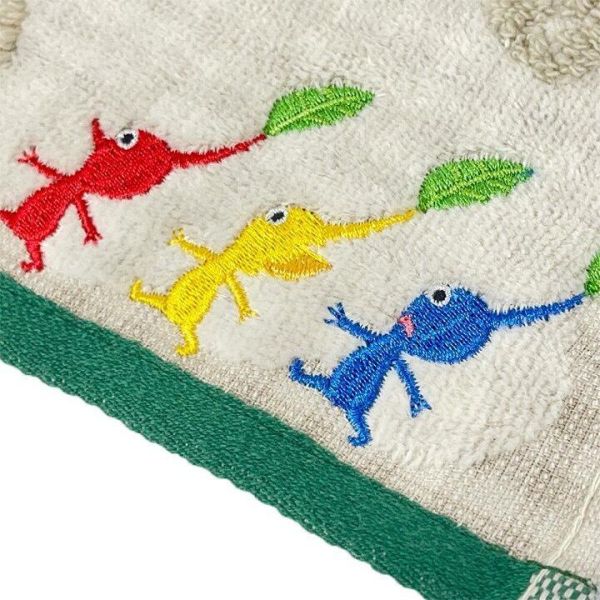 丸真 pikmin皮克敏綠邊格紋刺繡純棉手帕 