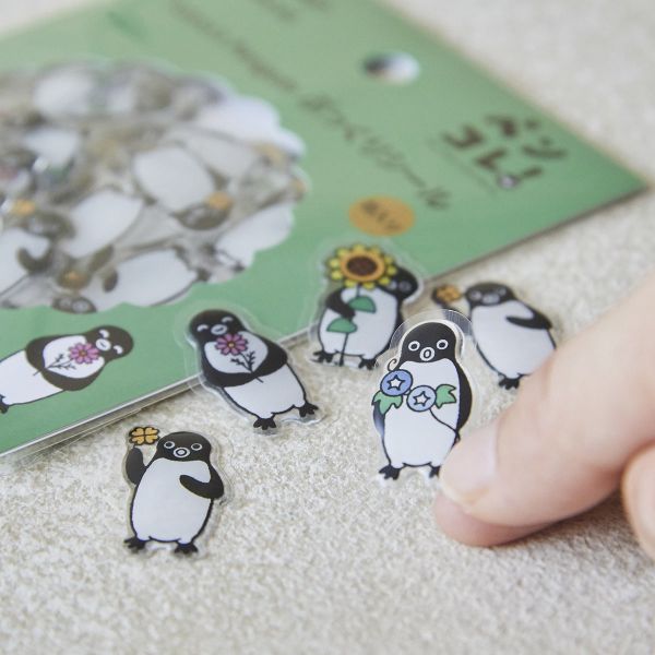 suica 企鵝拿花立體貼紙 