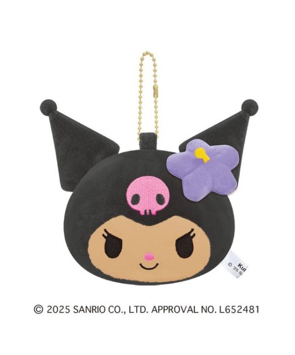 Sanrio 庫洛米/美樂蒂曬黑大臉毛絨隨身鏡吊飾 