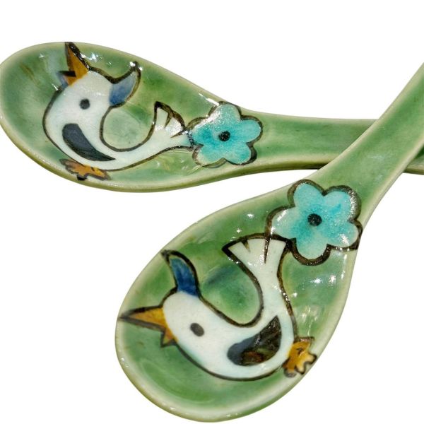 野口akiko 手繪花鳥陶瓷湯匙 