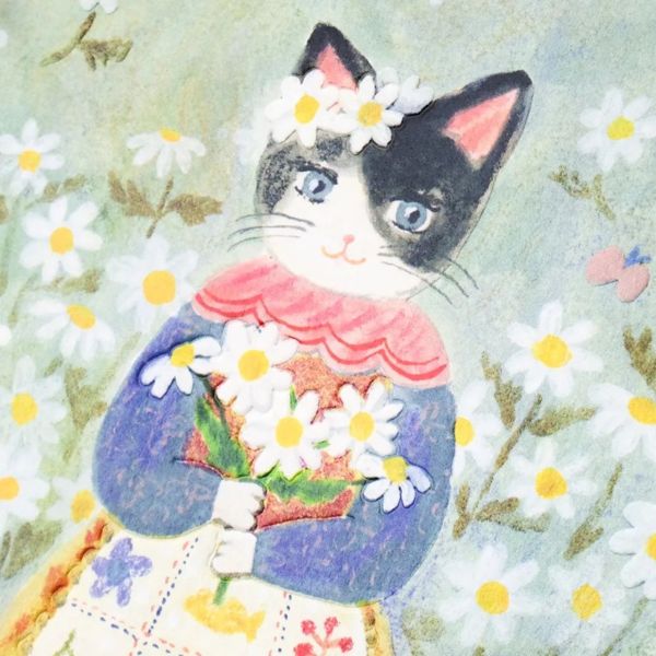 表現社 Aiko Fukawa 貓咪拿花燙金生日卡片 