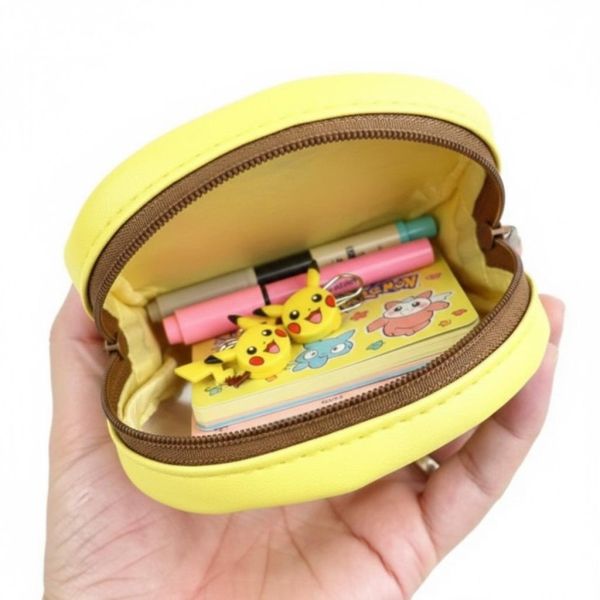 Pokemon 刺繡皮卡丘透明網狀皮革收納包 