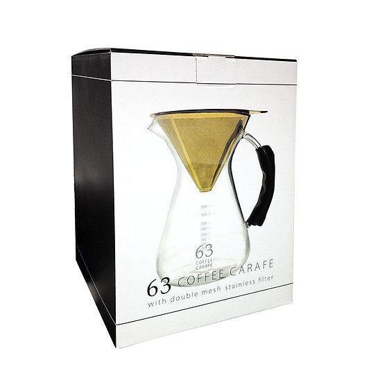 63 不鏽鋼咖啡濾杯&牛皮手把壺組 