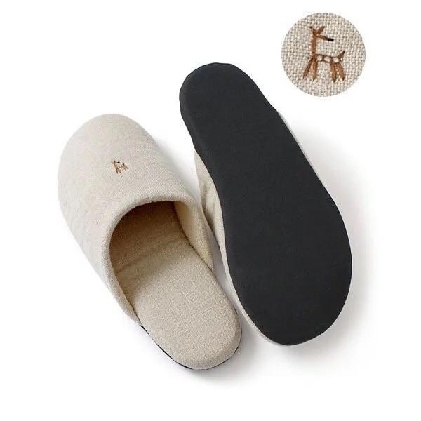 中川政七 小鹿刺繡綿麻室內拖鞋 