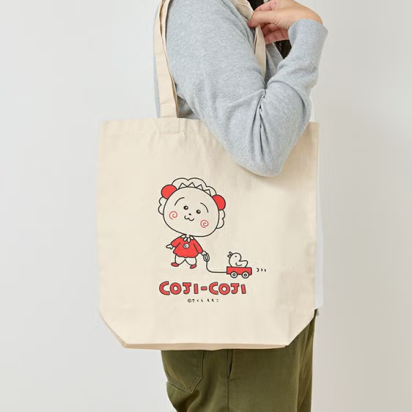 COJI-COJI 人物牽小鴨帆布肩背袋 