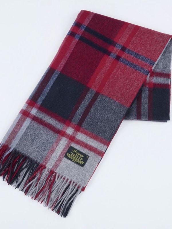 JOHN HANLY 經典格紋羊毛圍巾 