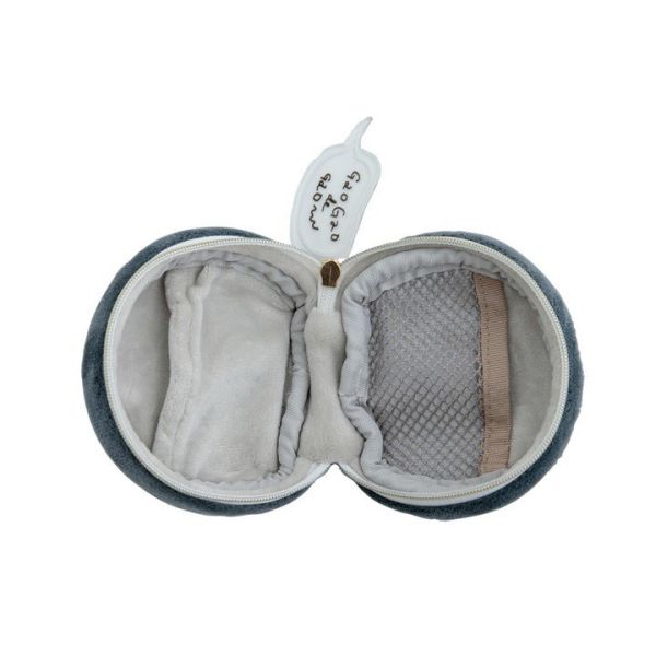 CDF 動物刺繡毛絨迷你圓收納包(豹深灰) 