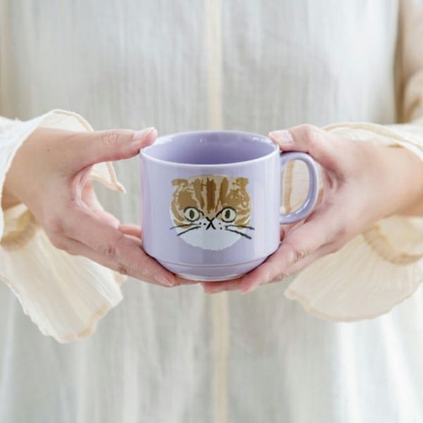 cdf貓咪大臉可堆疊陶瓷馬克杯300ml 