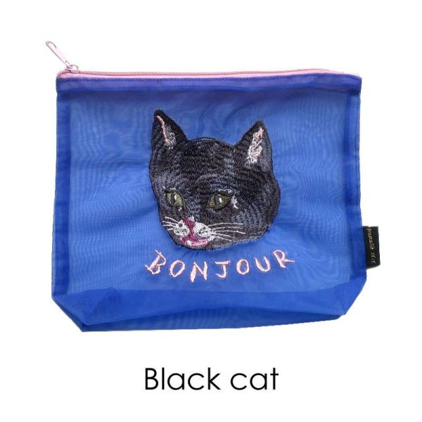 Nathalie Lete 刺繡貓咪網紗收納包 