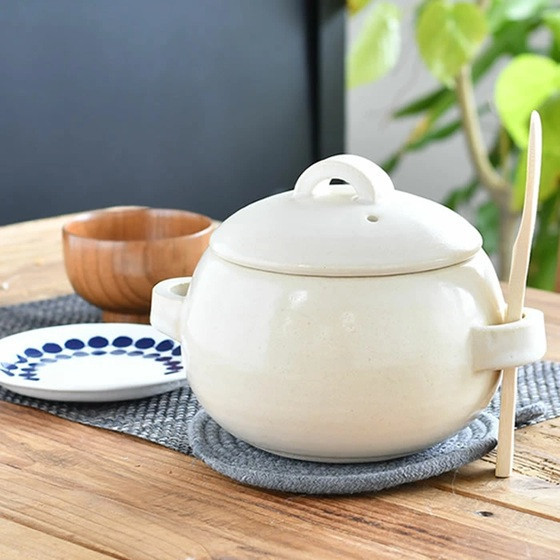 三鈴陶器 萬古燒直火用丸型煮飯土鍋 