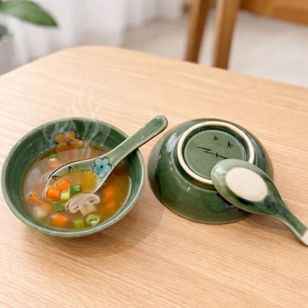 野口akiko 手繪花鳥陶瓷湯匙 