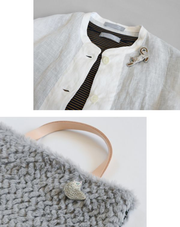 deux ZARI刺繡別針 