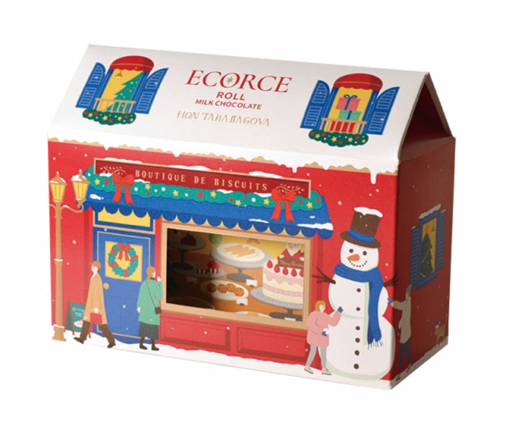 本高砂屋 聖誕牛奶巧克力捲心酥盒裝6入 