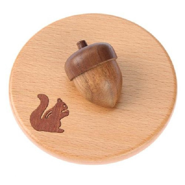 YUMEKOUBOU 松鼠 橡果立體造型木杯蓋 