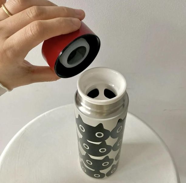 Atsuko Matano 滿版黑貓不鏽鋼保溫瓶300ml 