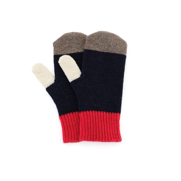 shesay 拼色針織手套(紅藍) 