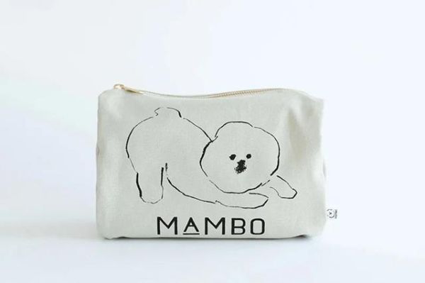 mambo & bb 比熊犬圓筒綿布收納包 
