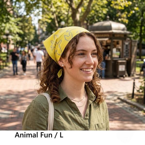 Goma 手繪插圖純綿薄方巾 