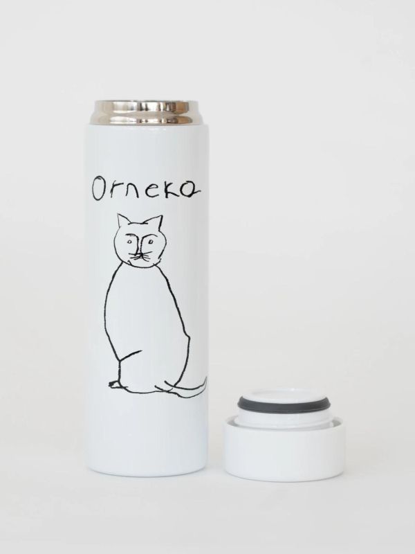 Orneko 貓咪不鏽鋼保溫瓶280ml(白) 