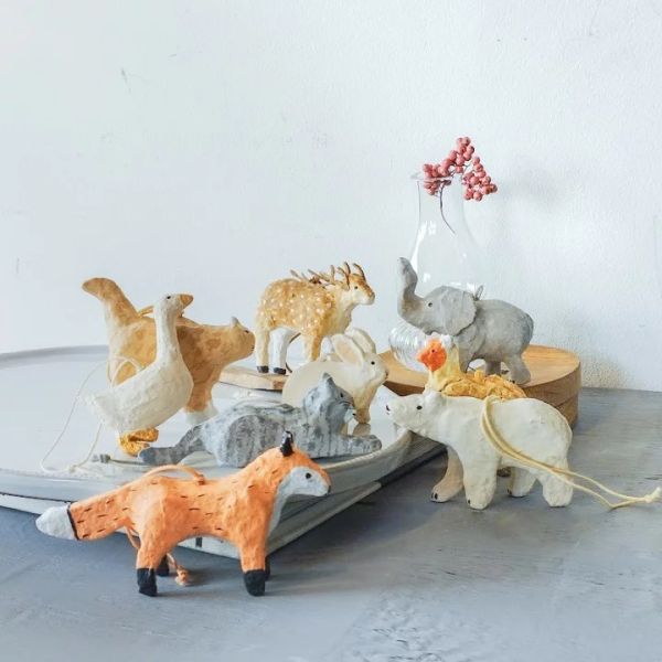 手工紙漿動物小擺飾 