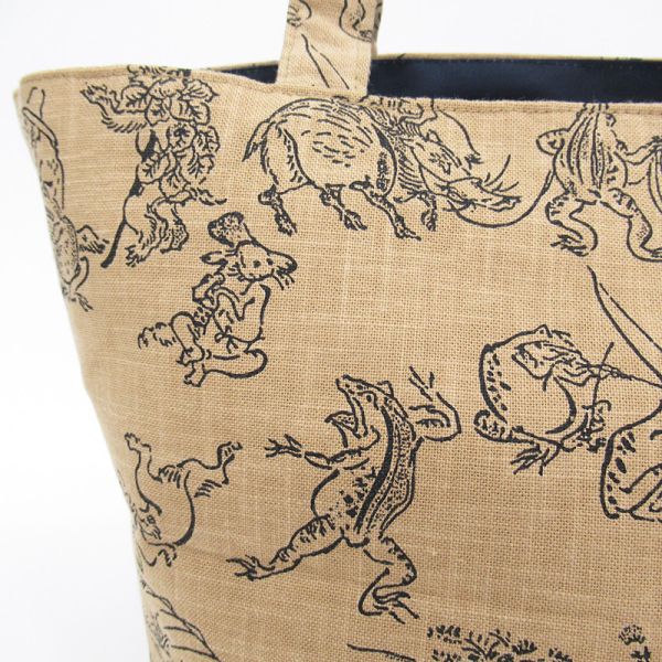 鳥獸戲畫舟型手提袋 