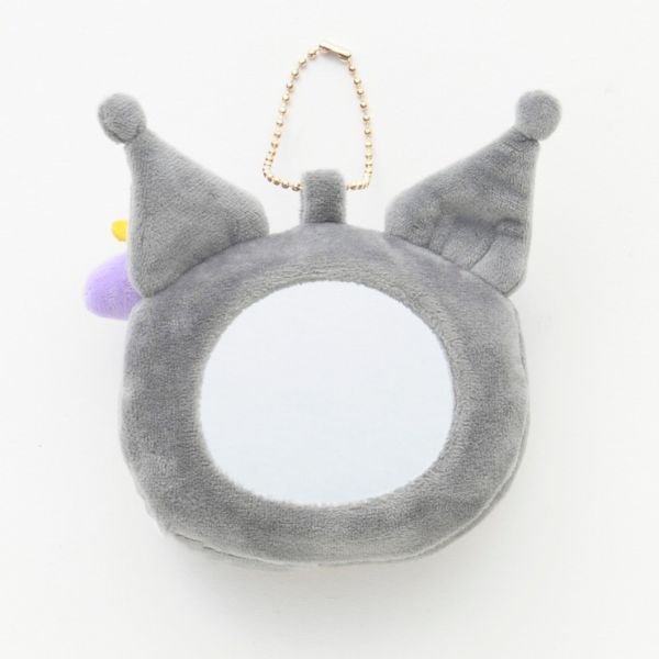 Sanrio 庫洛米/美樂蒂曬黑大臉毛絨隨身鏡吊飾 