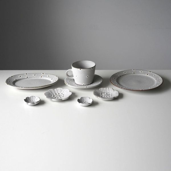 HANI 白色小花淺灰陶瓷系列 