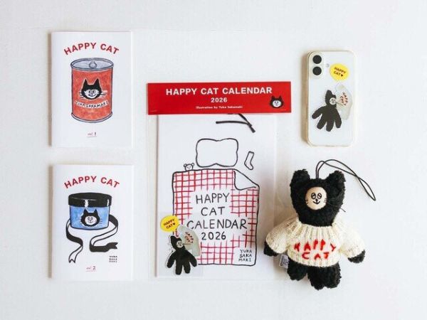 手繪快樂貓咪2026掛式月曆附貼紙 