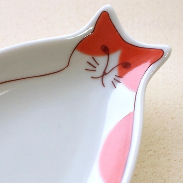 美術九谷燒 貓咪造型陶瓷小碟/長碟 