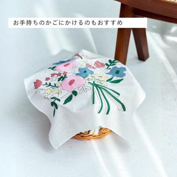 shesay 彩繪線條花朵純綿薄手帕 