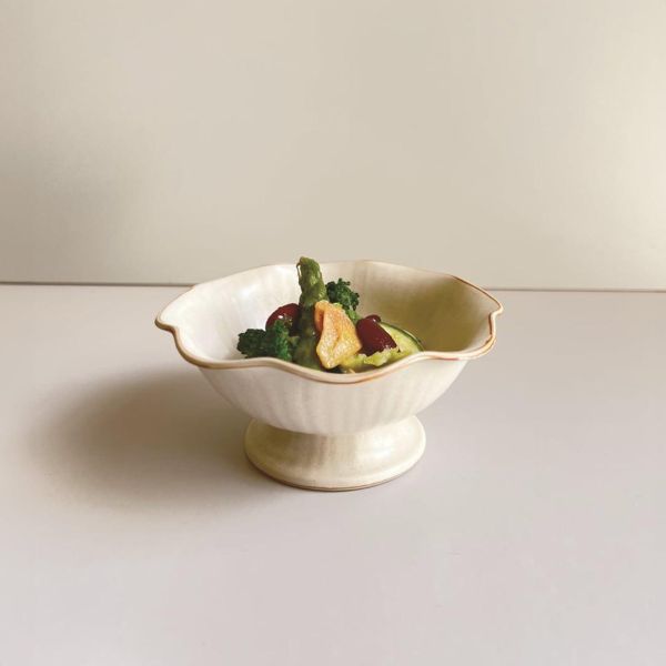 kanesan 復古霧面陶瓷高腳盤S(白) 