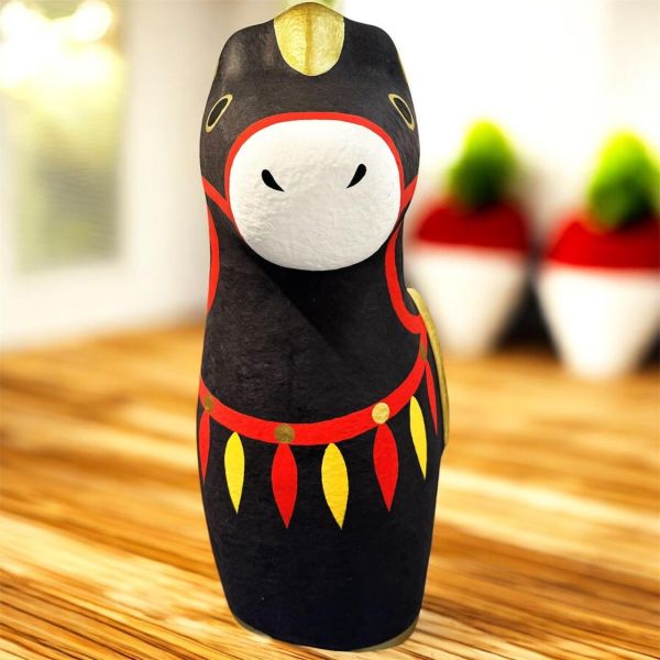 日式馬年干支午和紙擺設(黑) 