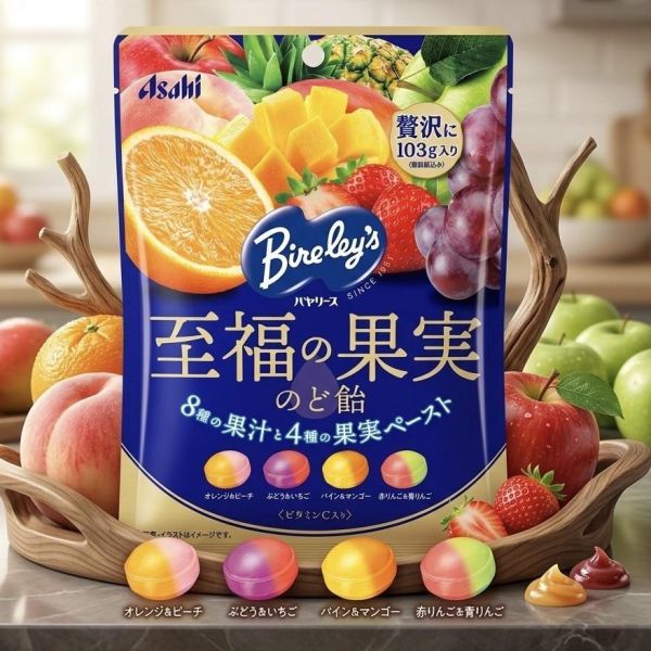 asahi 至福的果實四種水果雙拼潤喉糖 