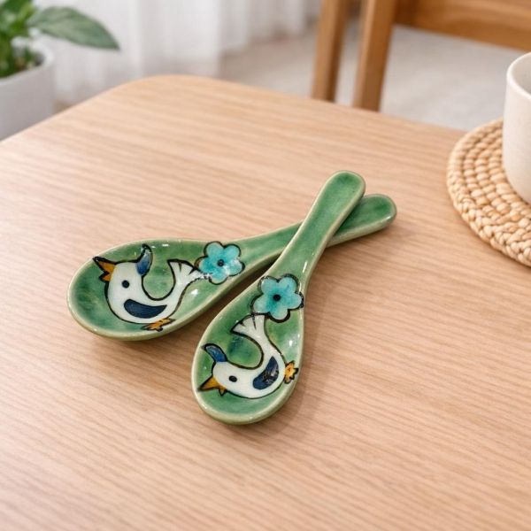 野口akiko 手繪花鳥陶瓷湯匙 