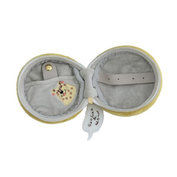 CDF 動物刺繡毛絨迷你圓飾品包(豹黃) 